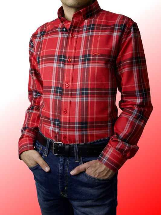 Camisa slim fit - Cuadro rojo leñador