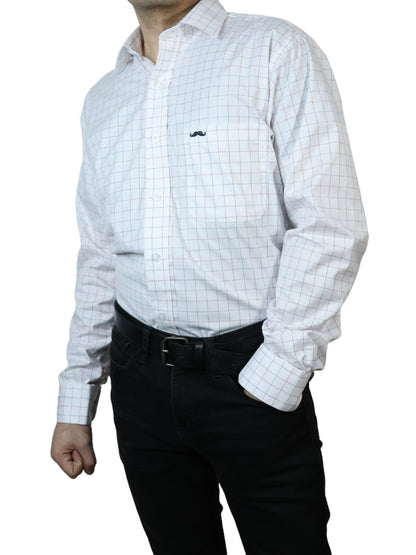 Camisa corte regular - Blanco cuadros