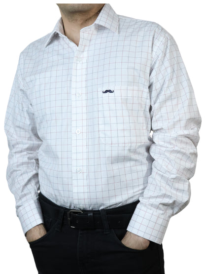 Camisa corte regular - Blanco cuadros