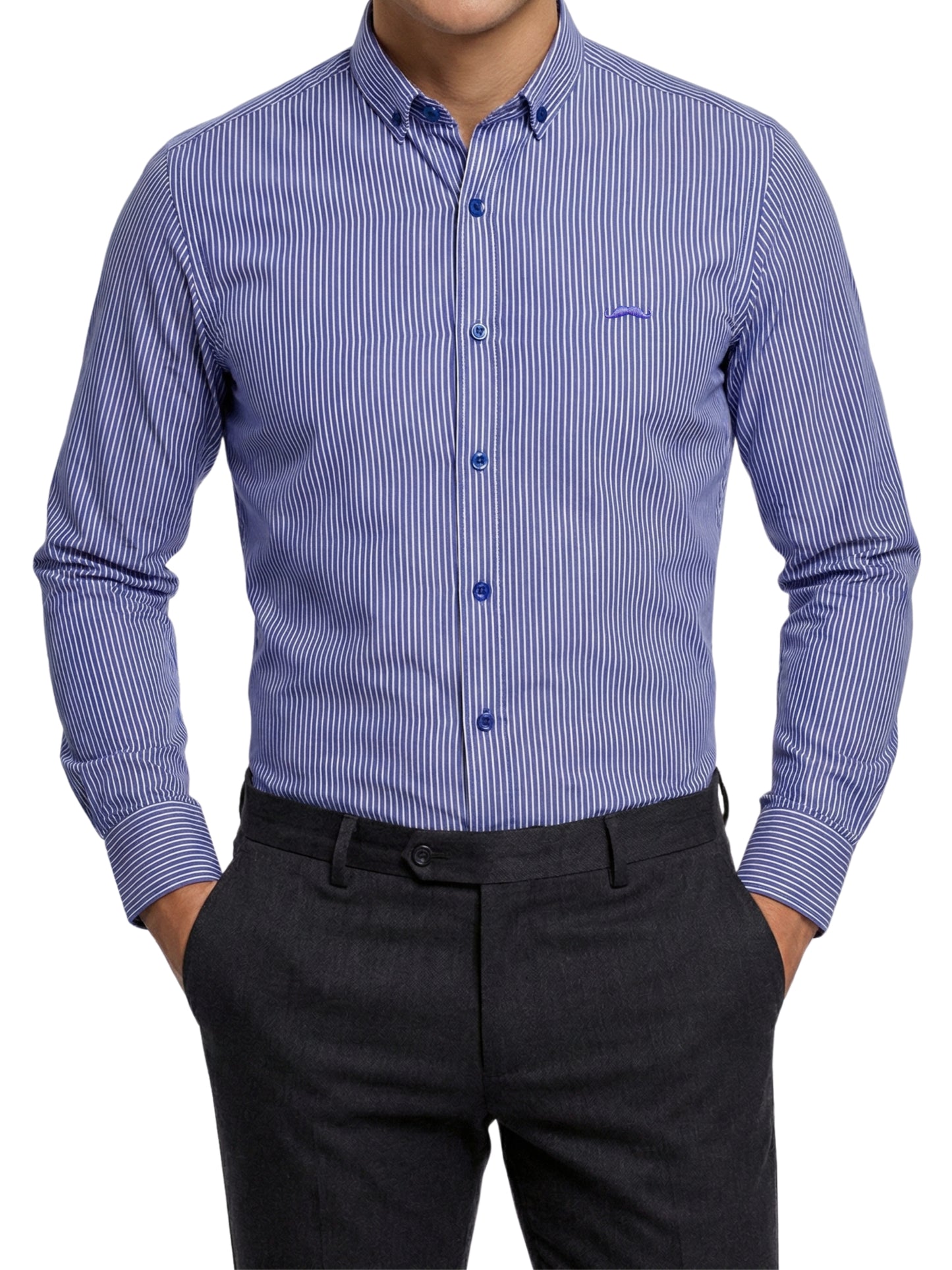 Camisa slim fit - Rayas marino