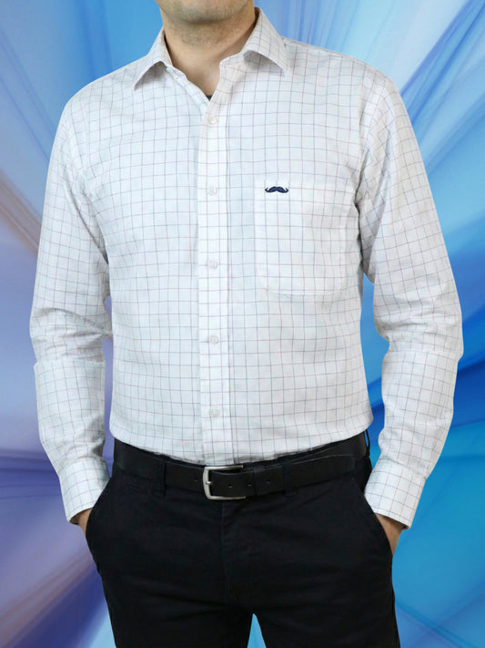 Camisa corte regular - Blanco cuadros