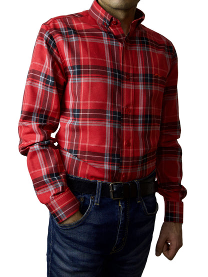Camisa slim fit - Cuadro rojo leñador