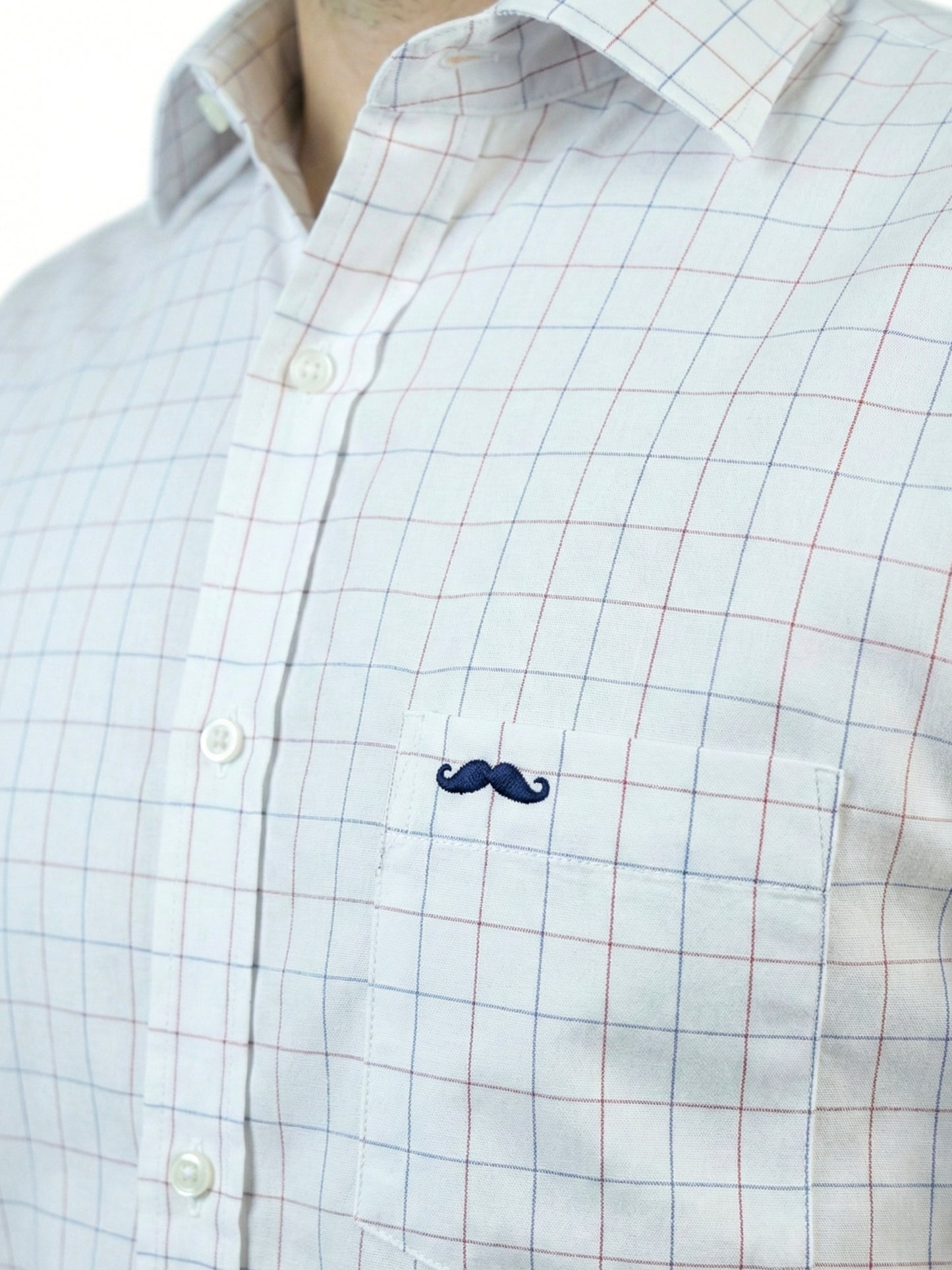 Camisa corte regular - Blanco cuadros