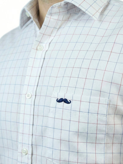 Camisa corte regular - Blanco cuadros