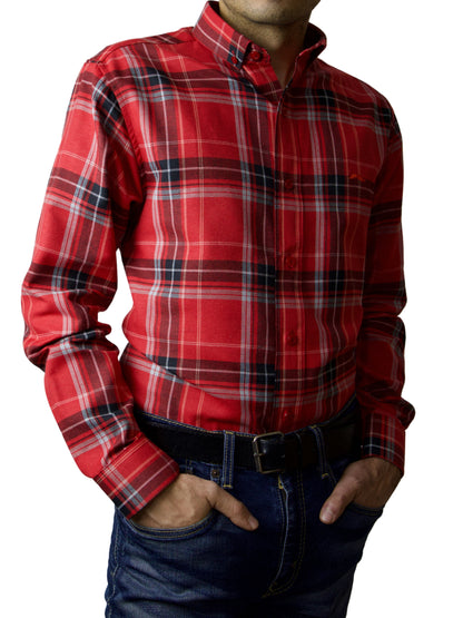 Camisa slim fit - Cuadro rojo leñador