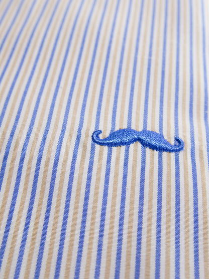 Camisa slim fit - Rayas azul y amarillo