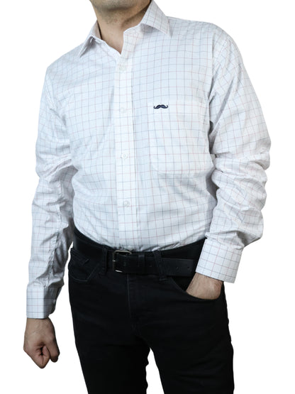 Camisa corte regular - Blanco cuadros