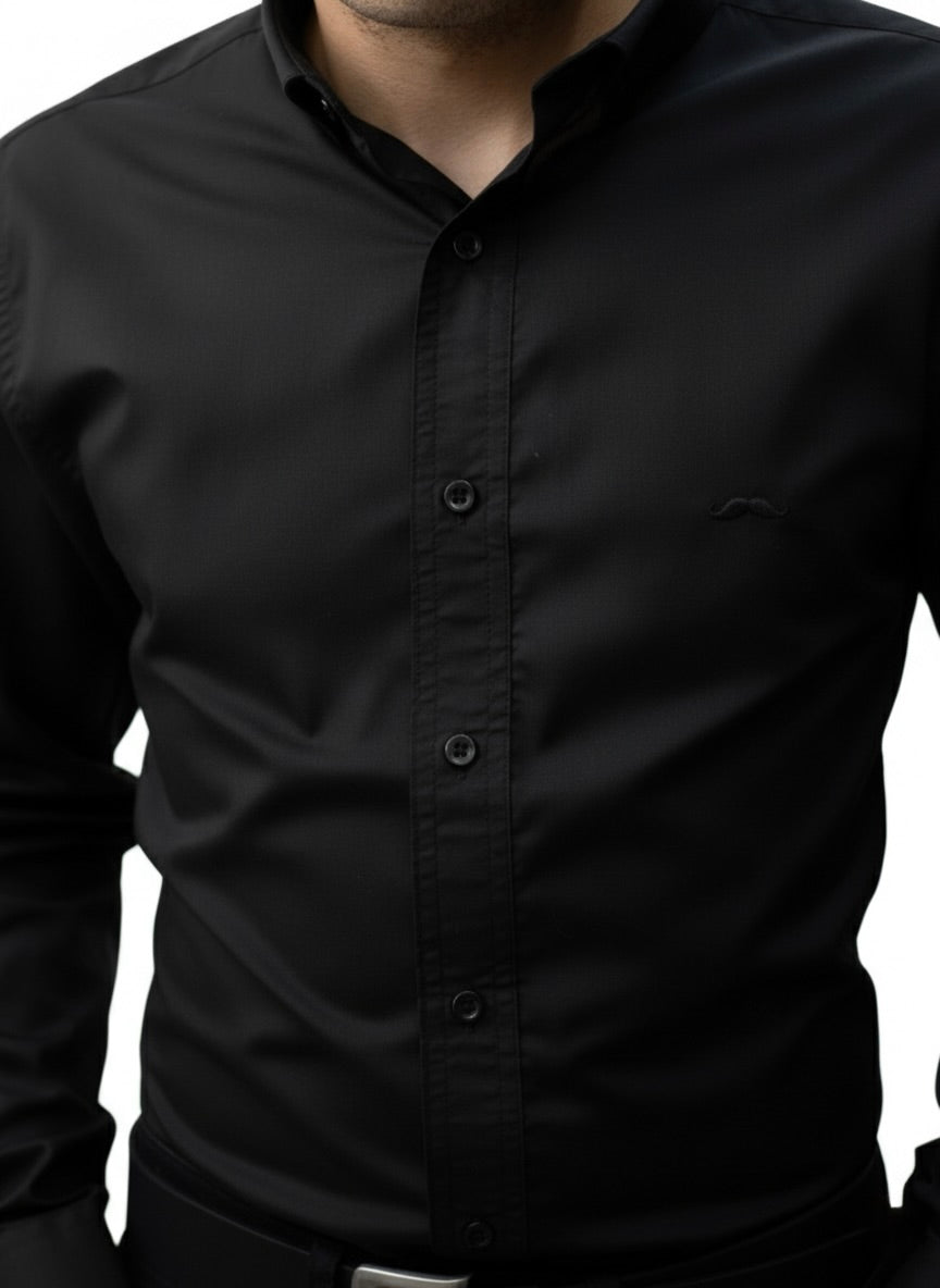 Camisa slim fit - Negro liso