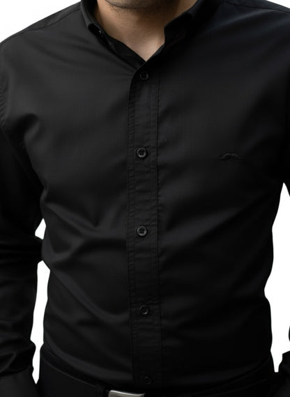 Camisa slim fit - Negro liso
