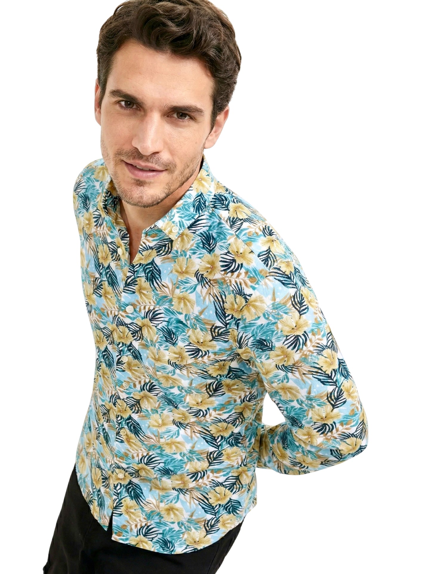 Camisa slim fit - Floreado azul