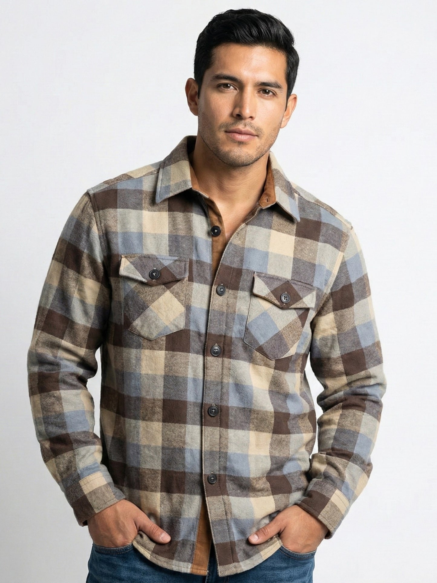 Camisa de franela slim fit con forro térmico - Varios colores