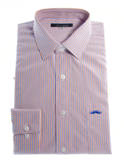 Camisa corte regular - Rayas azul y naranja