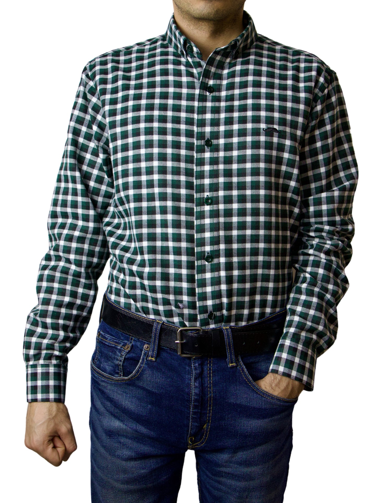 Camisa slim fit - Cuadro verde