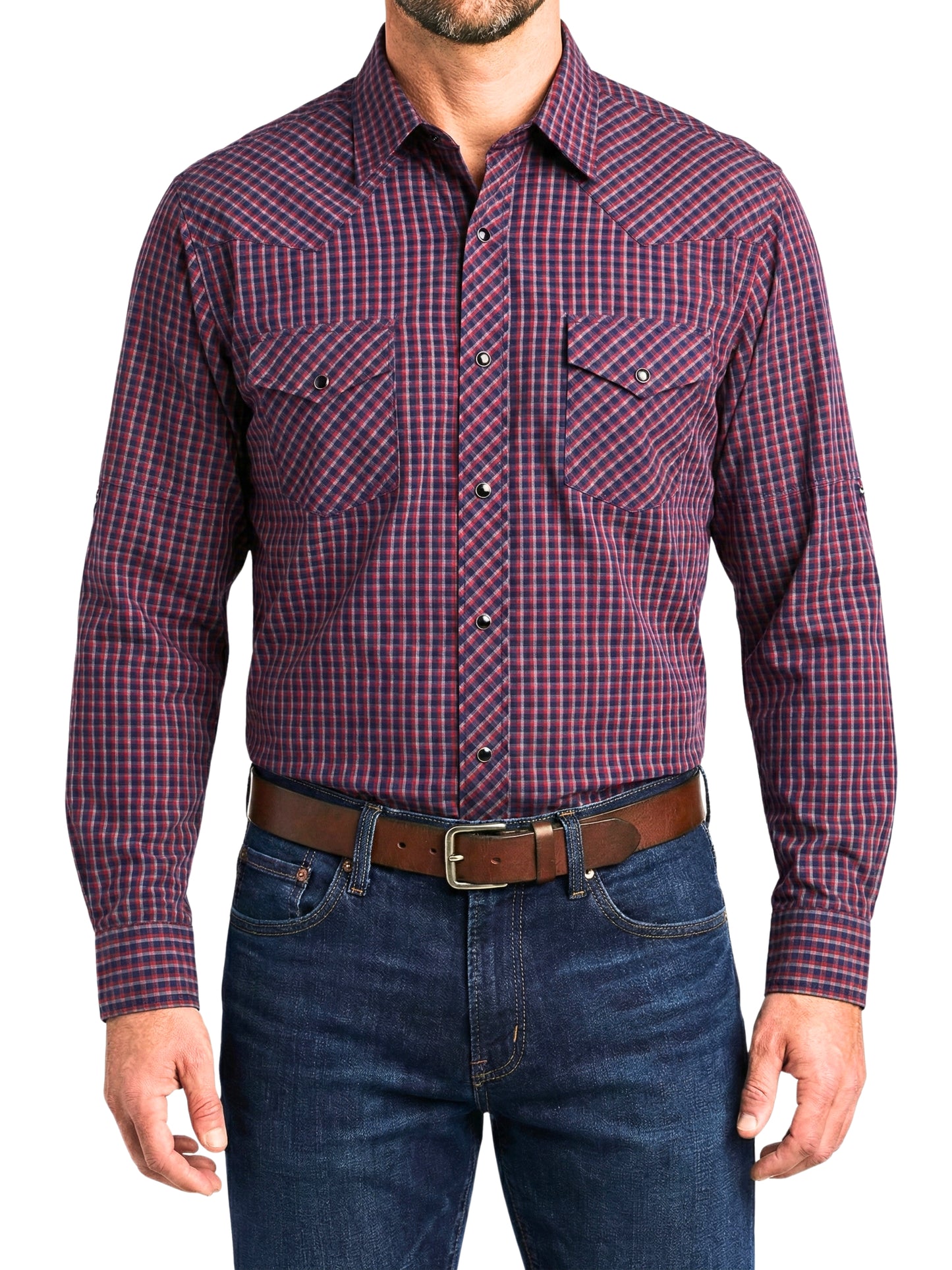 Camisa Vaquera Slim Fit  - Cuadro morado