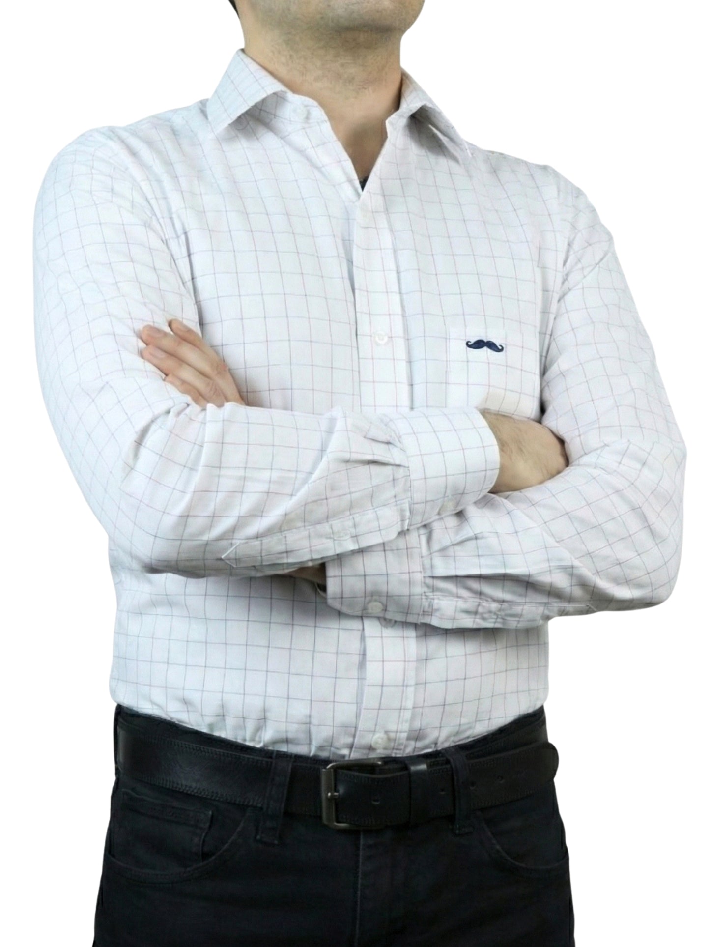 Camisa corte regular - Blanco cuadros