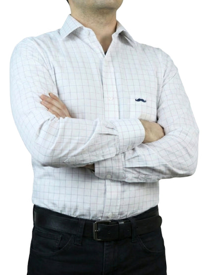 Camisa corte regular - Blanco cuadros
