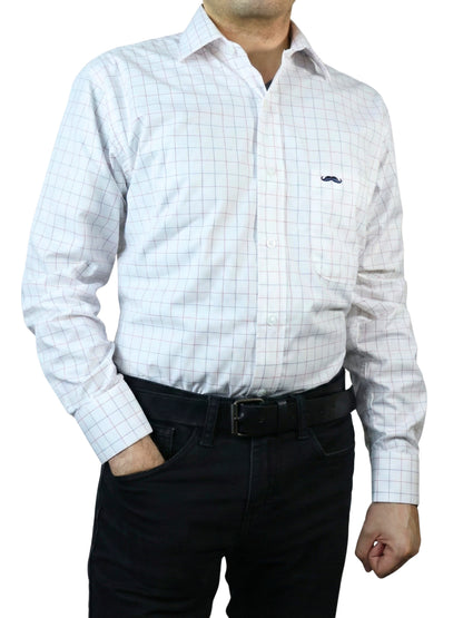 Camisa corte regular - Blanco cuadros