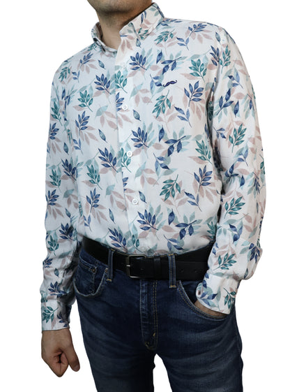 Camisa slim fit - Blanco flores