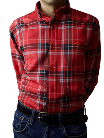Camisa slim fit - Cuadro rojo leñador