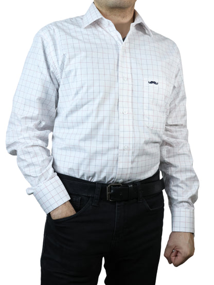 Camisa corte regular - Blanco cuadros
