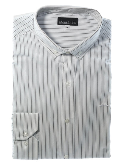 Camisa slim fit -  Blanco rayas