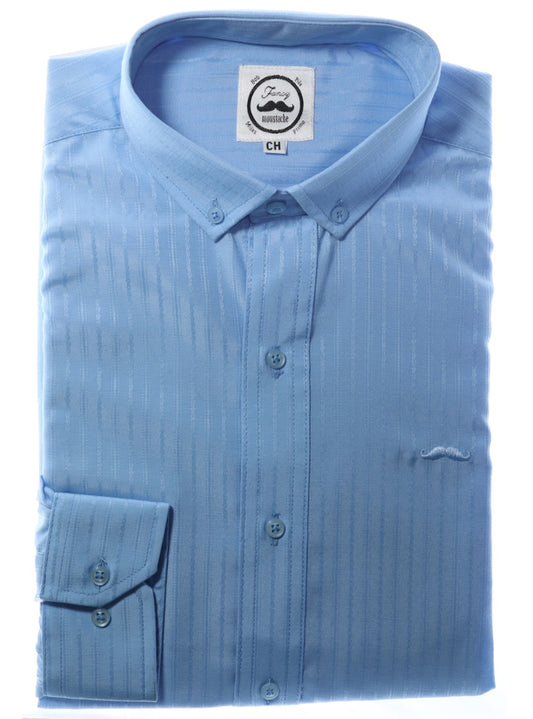 Camisa slim fit -  Azul bordado