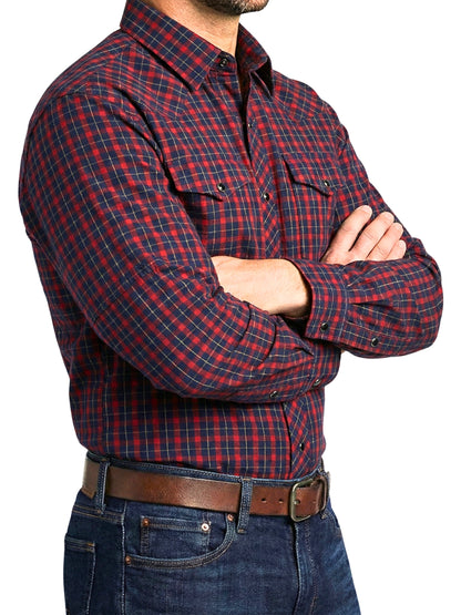 Camisa Vaquera Slim Fit  - Cuadro rojo y marino