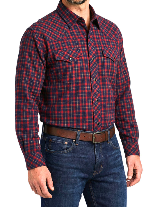 Camisa Vaquera Slim Fit  - Cuadro rojo y marino