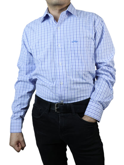 Camisa corte regular - Azul cuadrilla