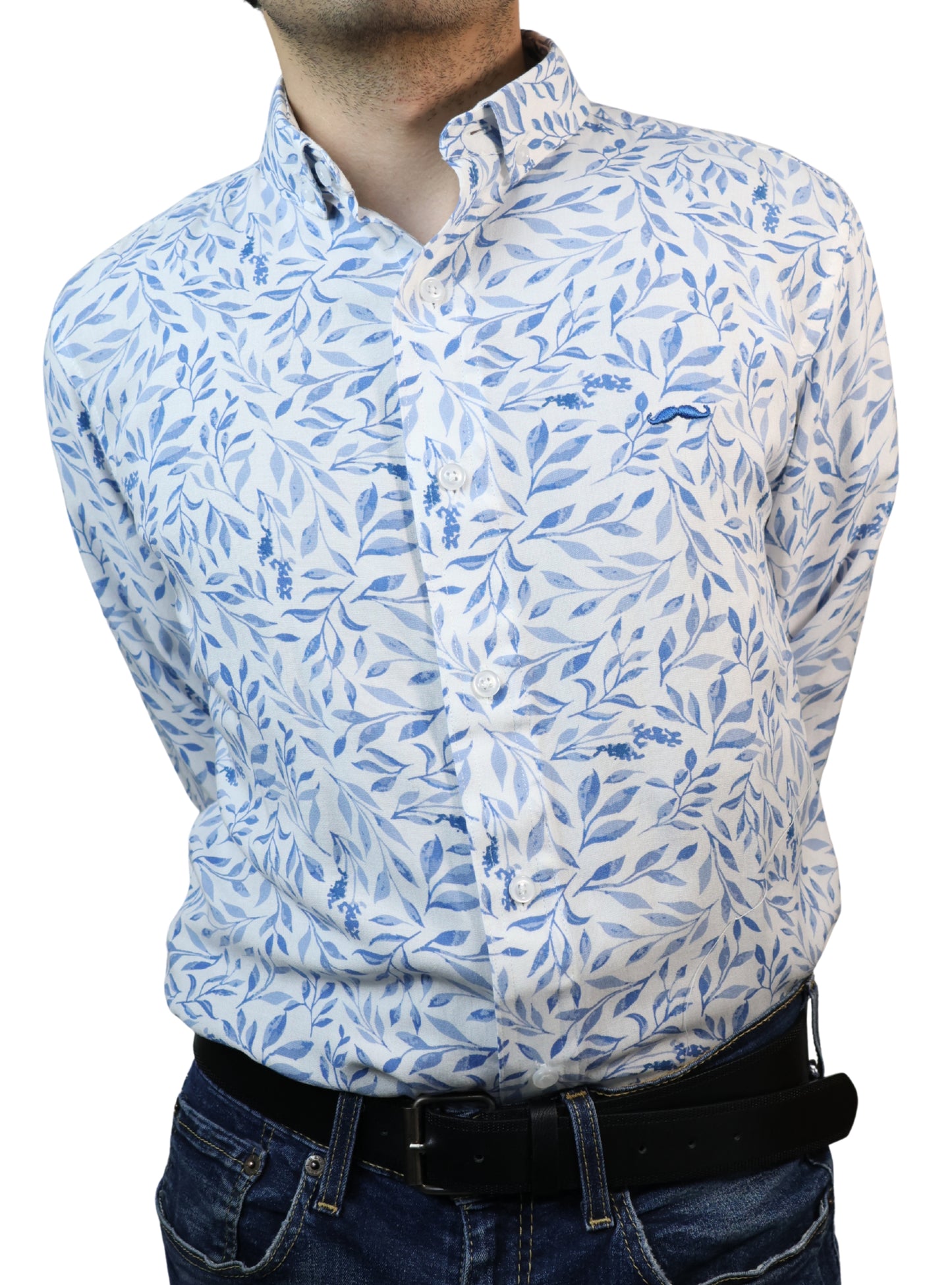 Camisa slim fit - Azul claro estampado