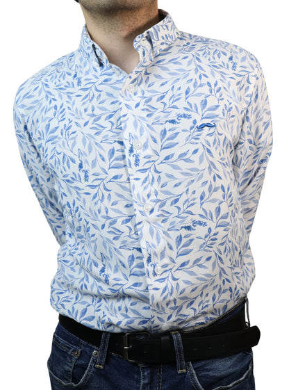 Camisa slim fit - Azul claro estampado