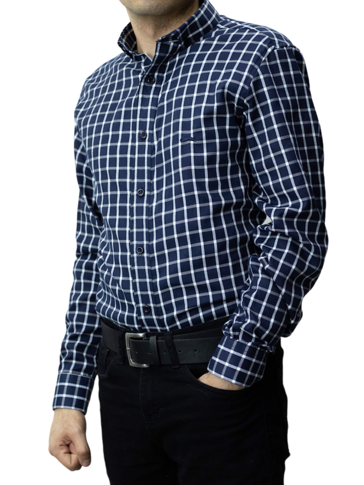 Camisa slim fit - Cuadro azul marino