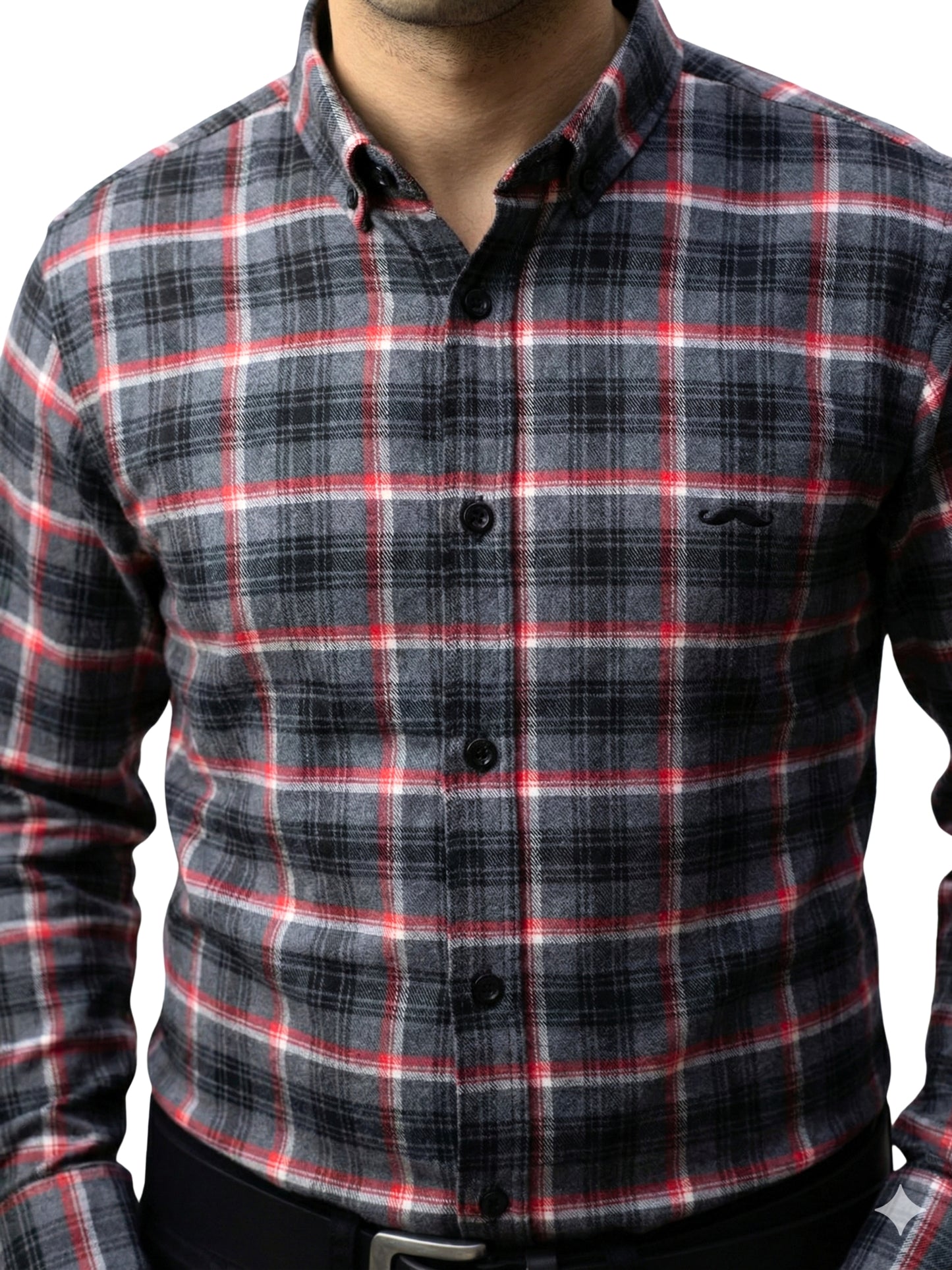 Camisa de franela slim fit - Cuadro gris