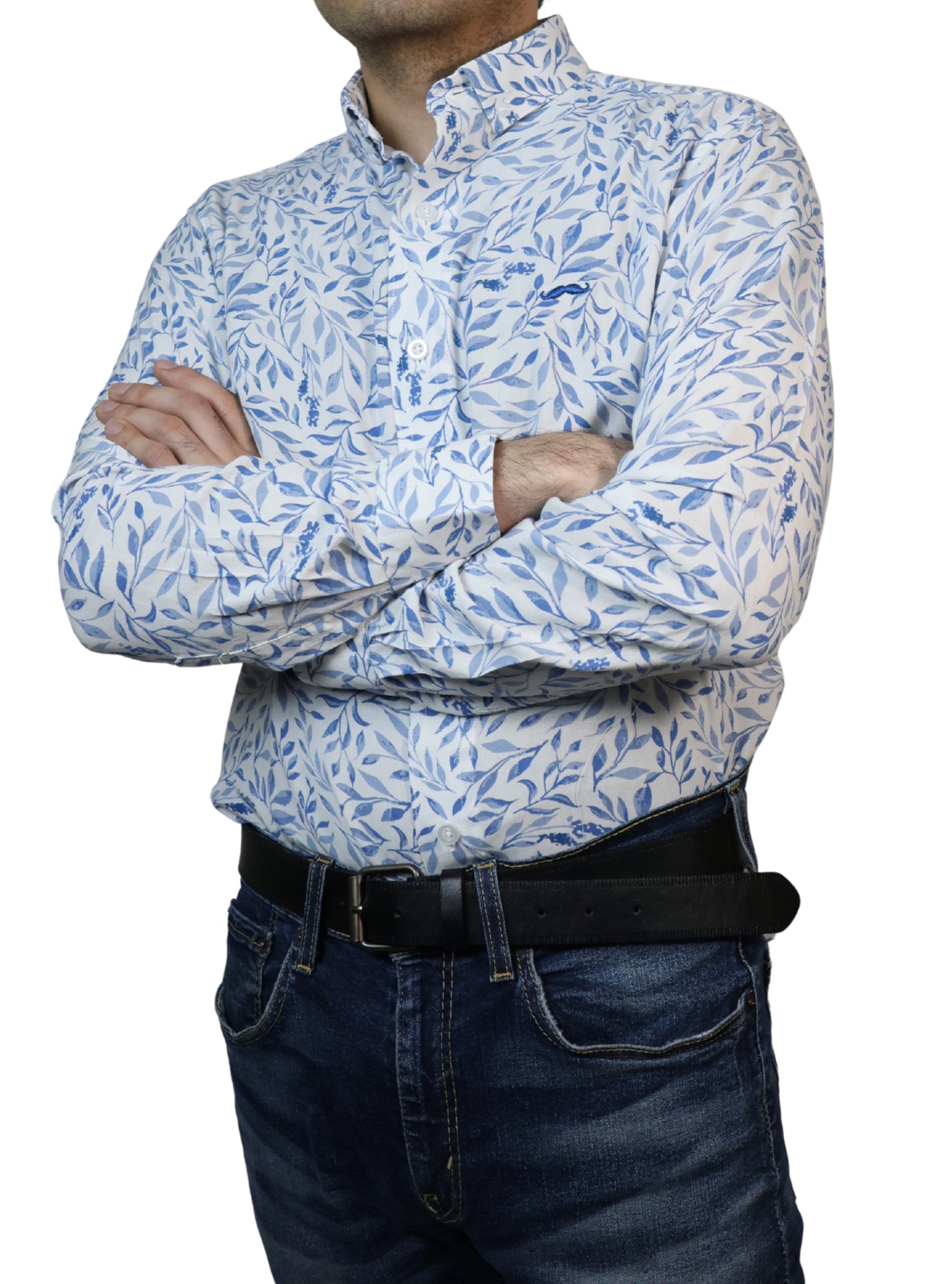 Camisa slim fit - Azul claro estampado