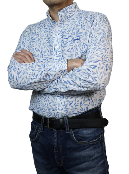 Camisa slim fit - Azul claro estampado