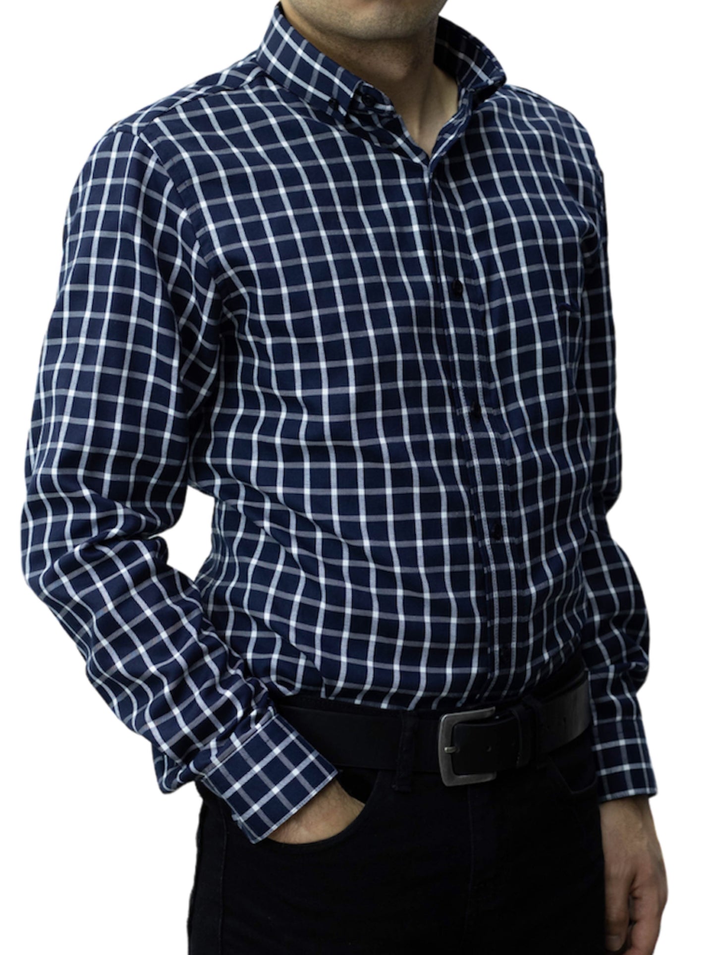 Camisa slim fit - Cuadro azul marino