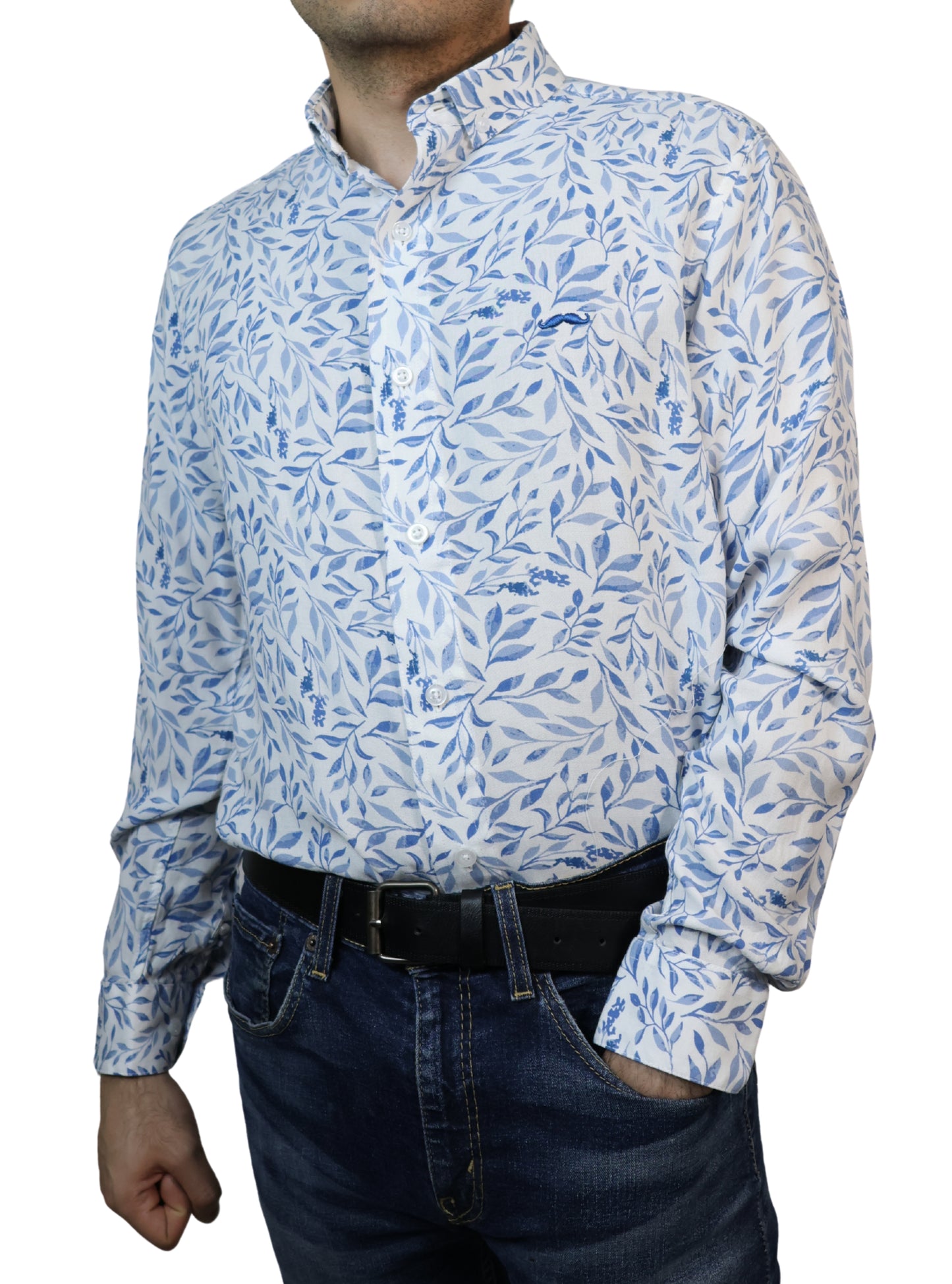 Camisa slim fit - Azul claro estampado