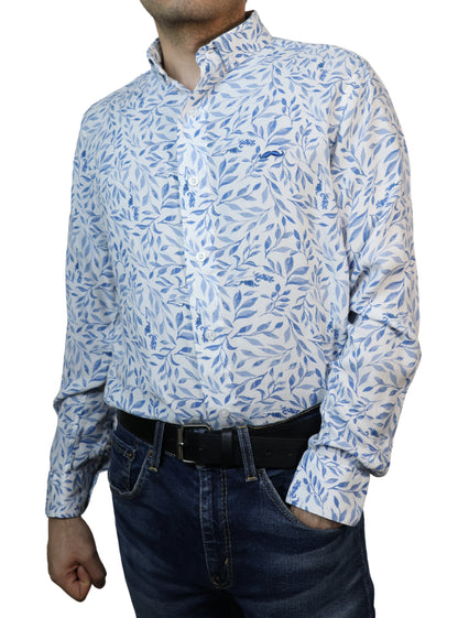 Camisa slim fit - Azul claro estampado