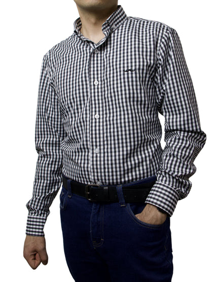 Camisa slim fit - Cuadro negro
