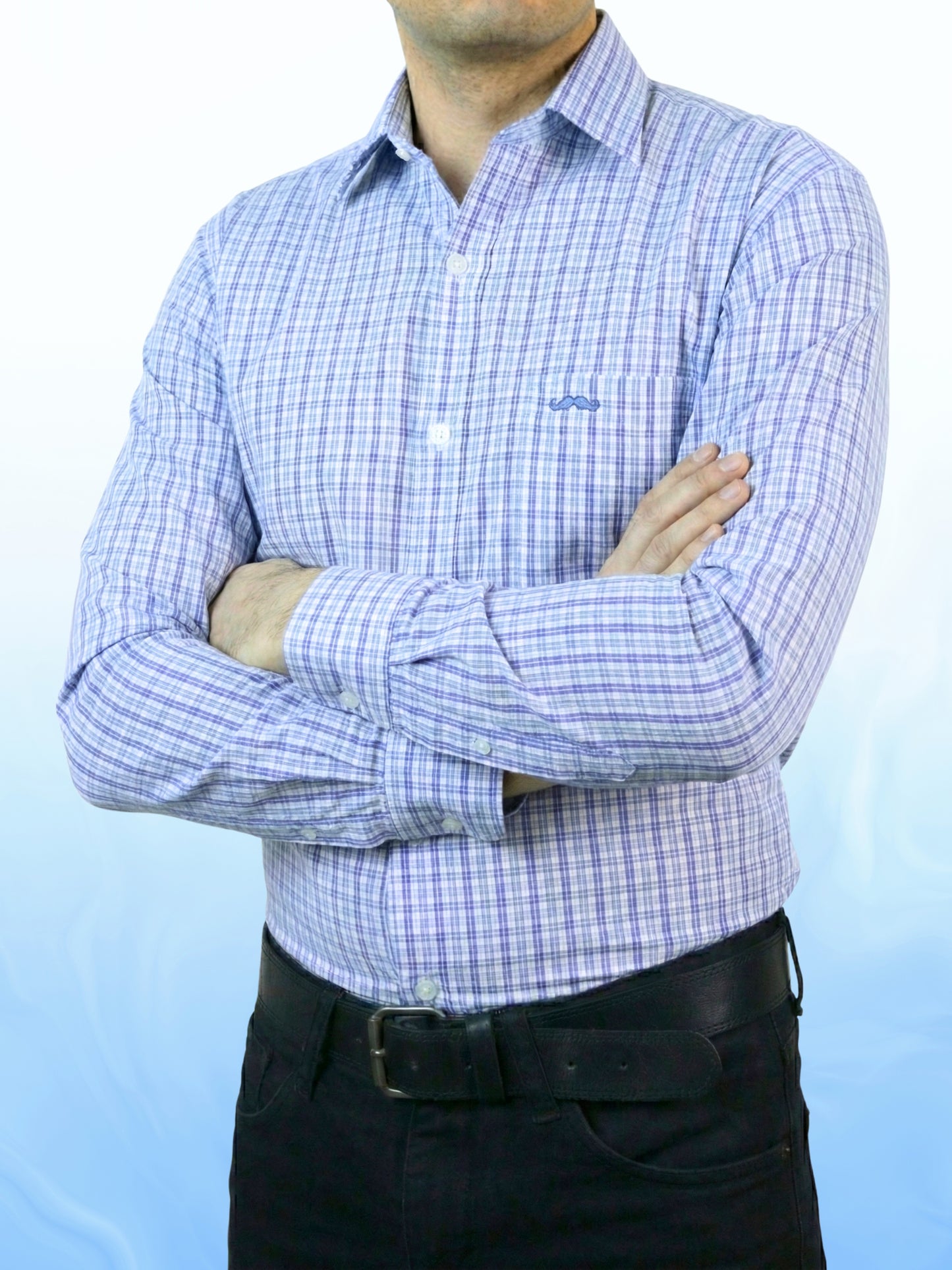 Camisa corte regular - Azul cuadrilla