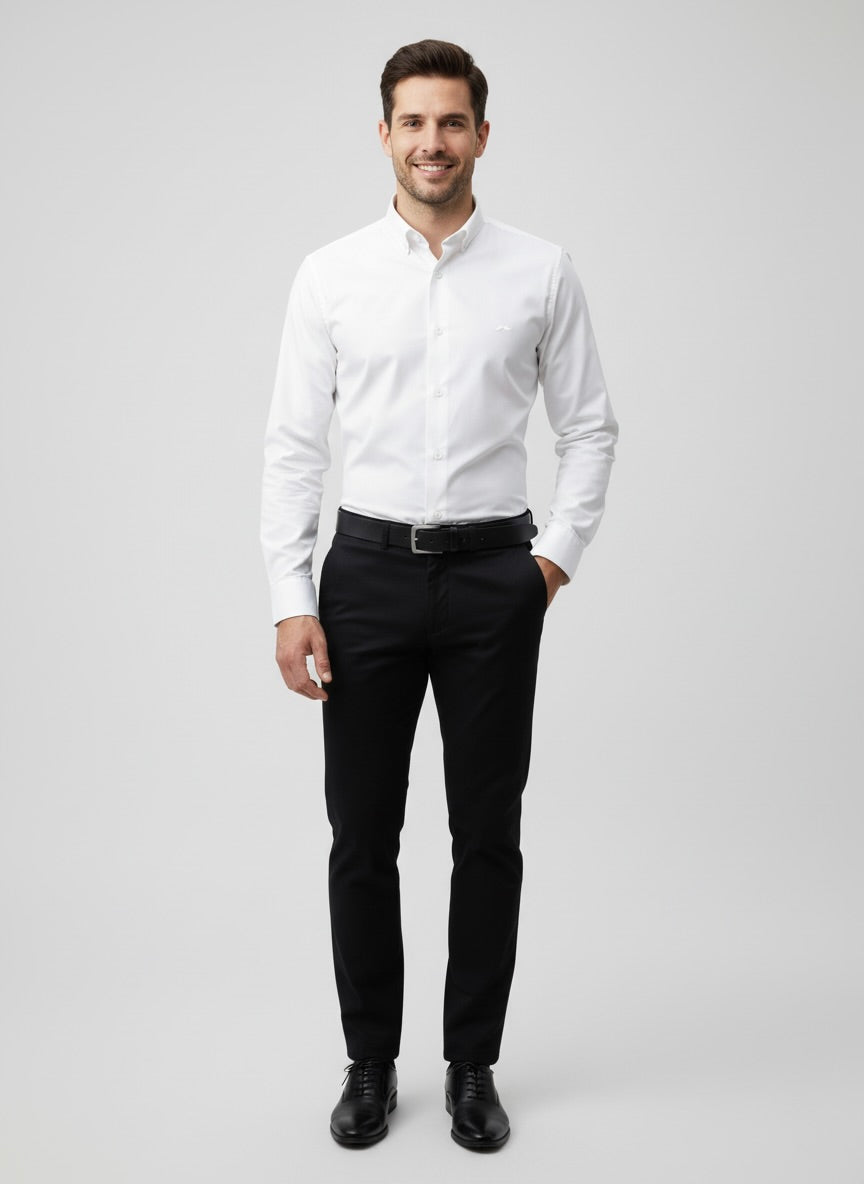 Camisa slim fit - Blanco liso