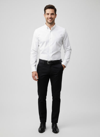 Camisa slim fit - Blanco liso