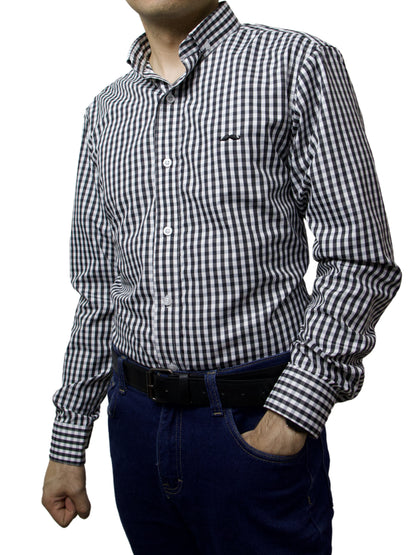 Camisa slim fit - Cuadro negro