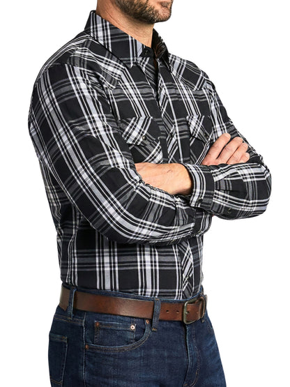 Camisa Vaquera Slim Fit  - Cuadro negro