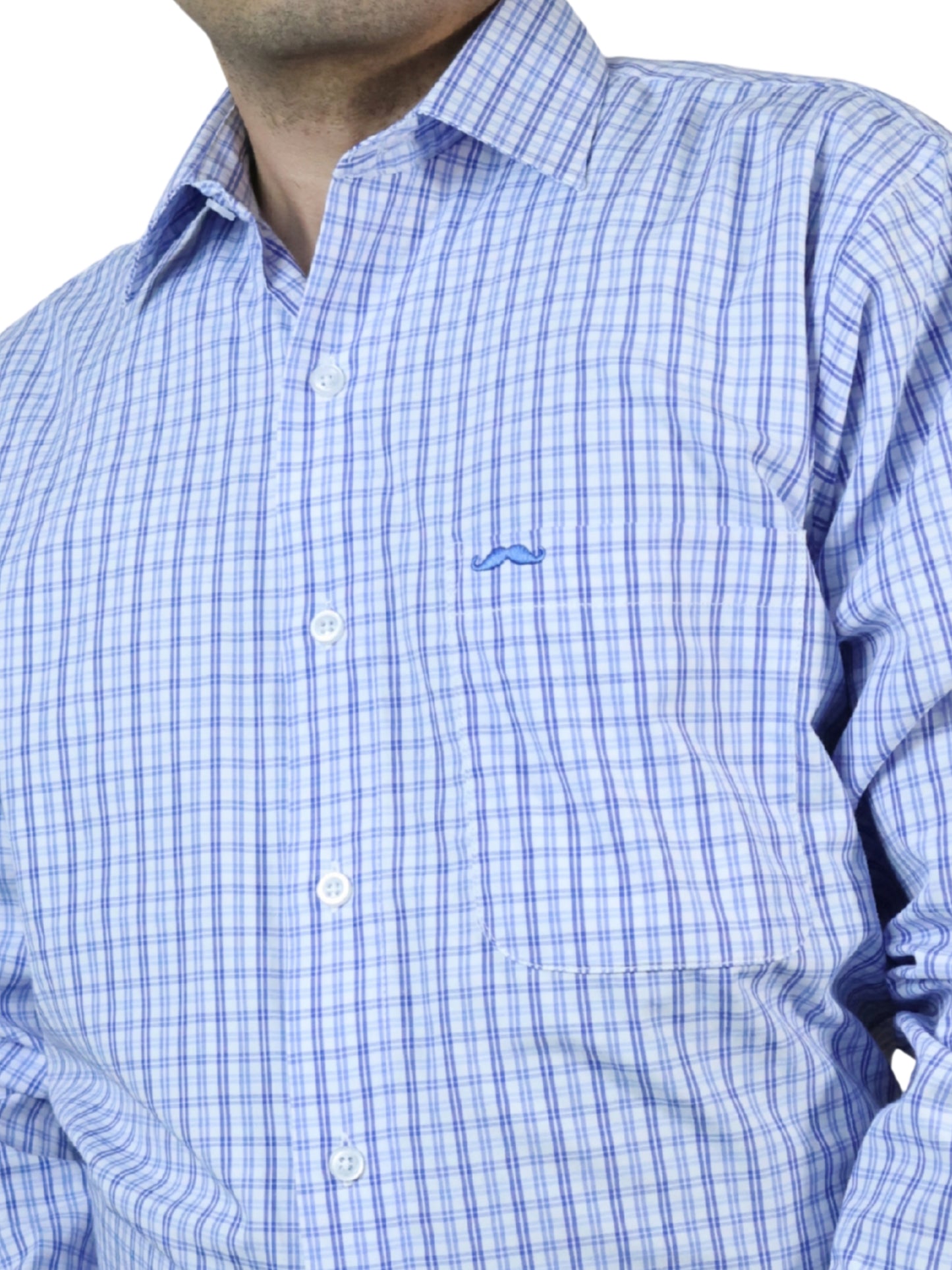Camisa corte regular - Azul cuadrilla