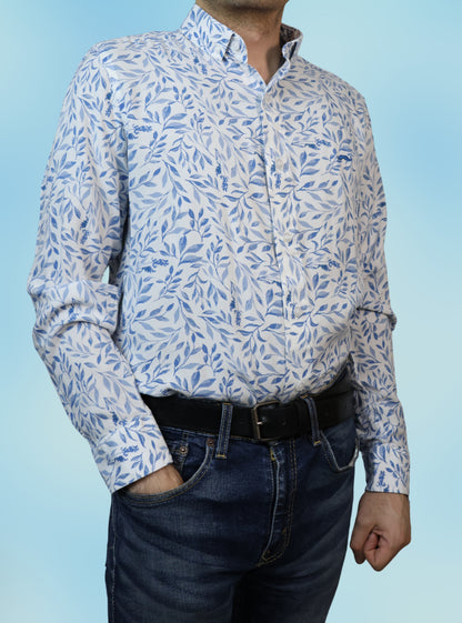Camisa slim fit - Azul claro estampado