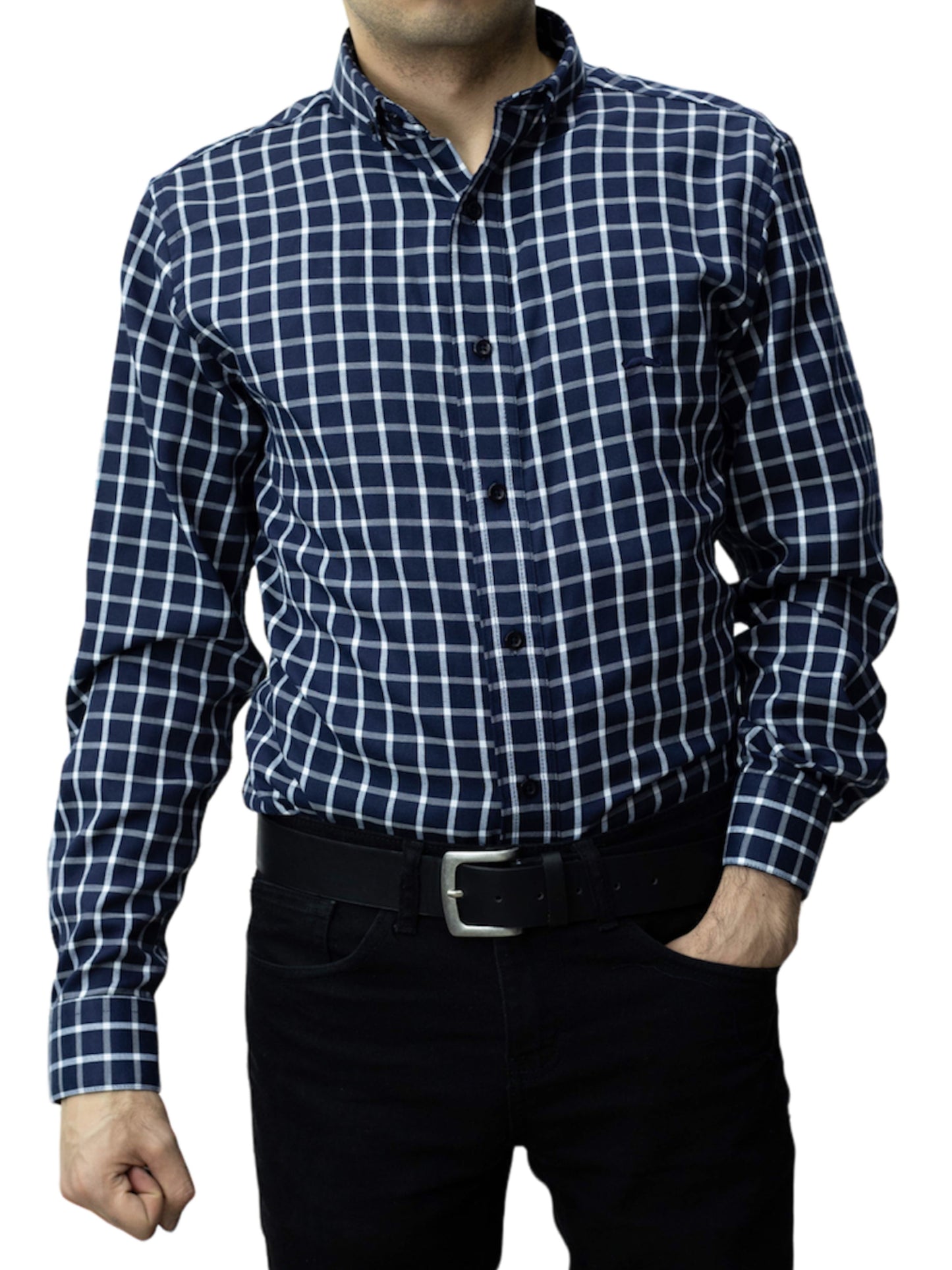 Camisa slim fit - Cuadro azul marino