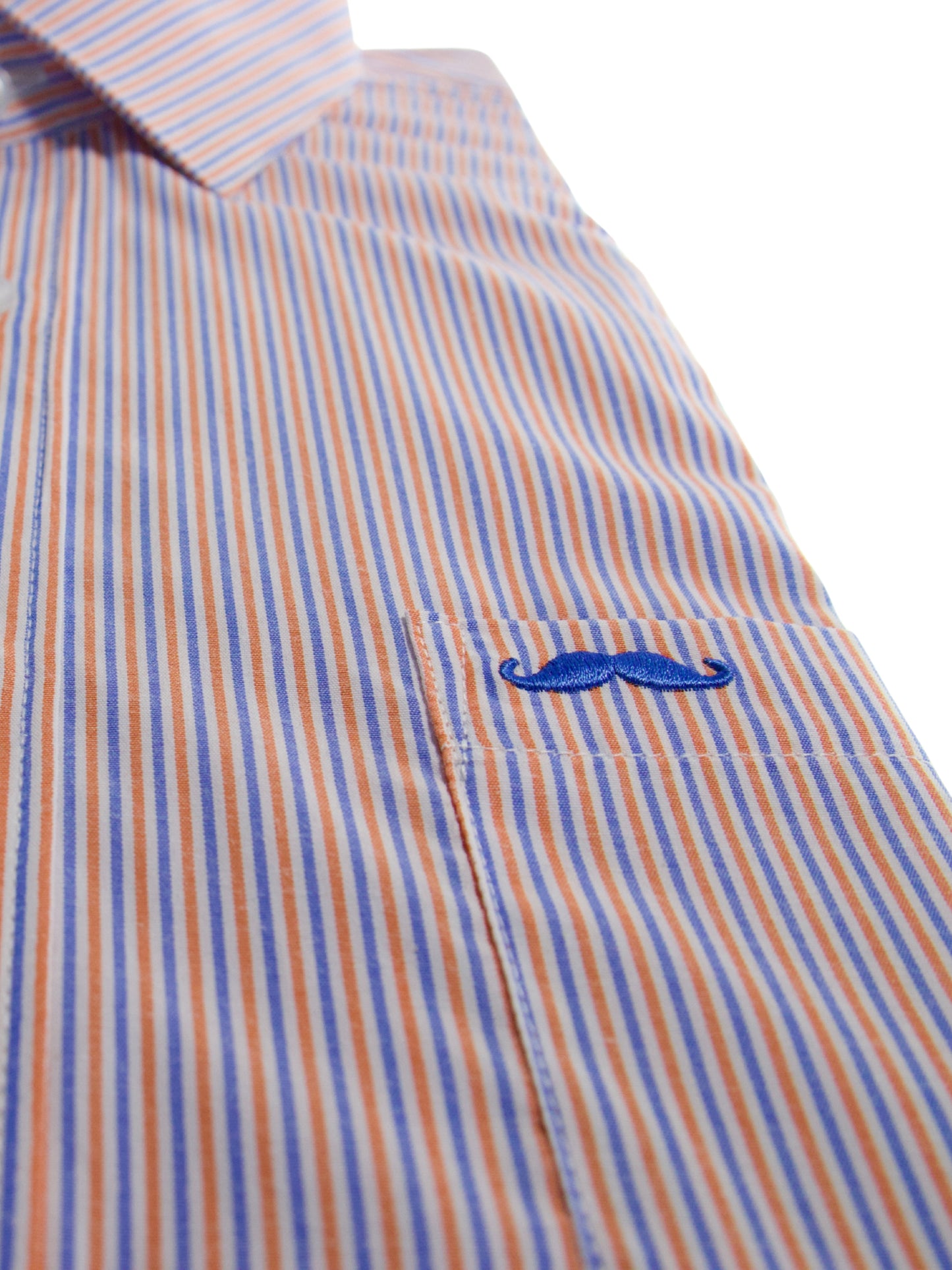 Camisa corte regular - Rayas azul y naranja