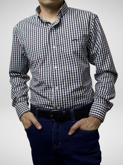 Camisa slim fit - Cuadro negro