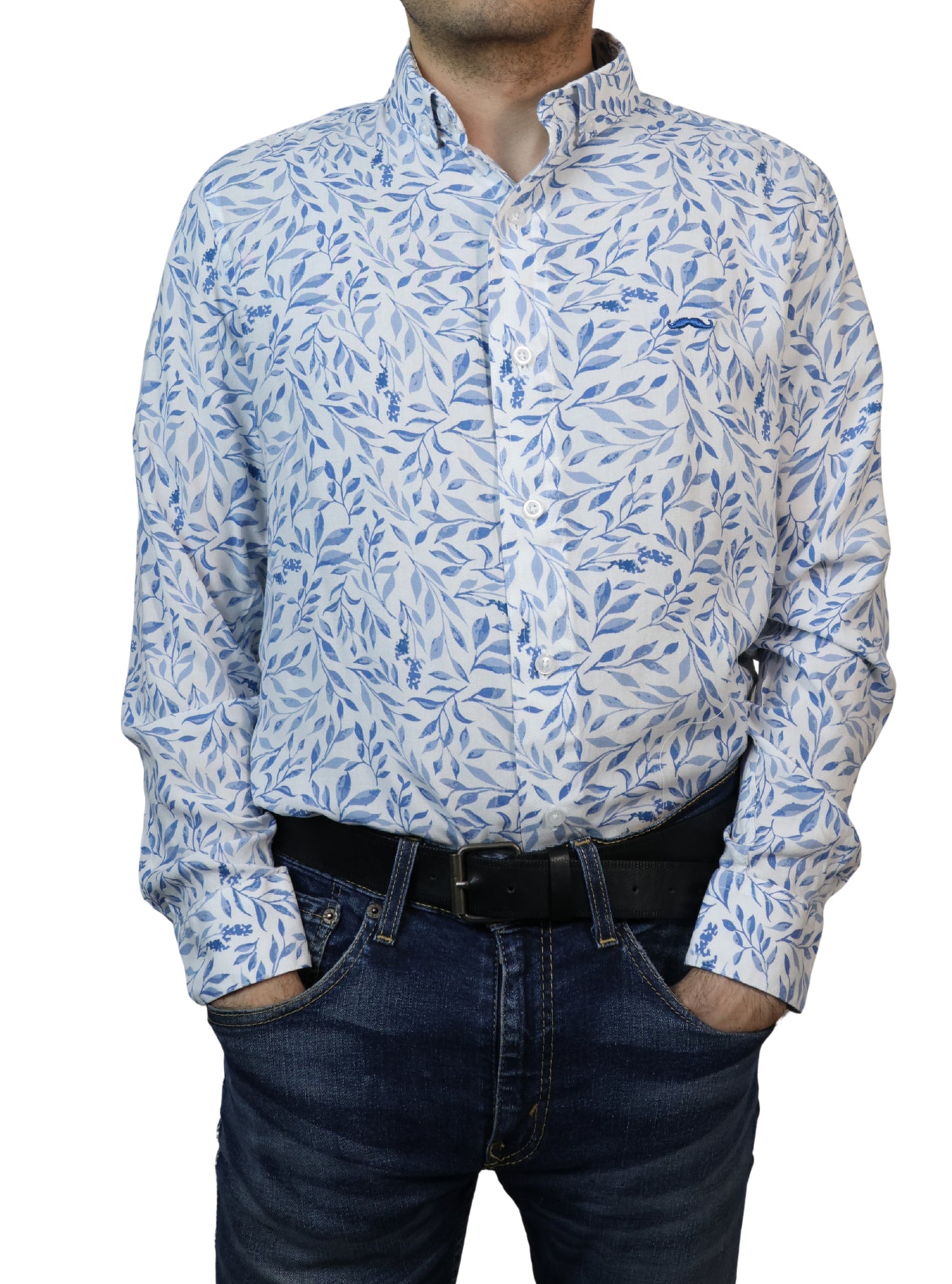 Camisa slim fit - Azul claro estampado